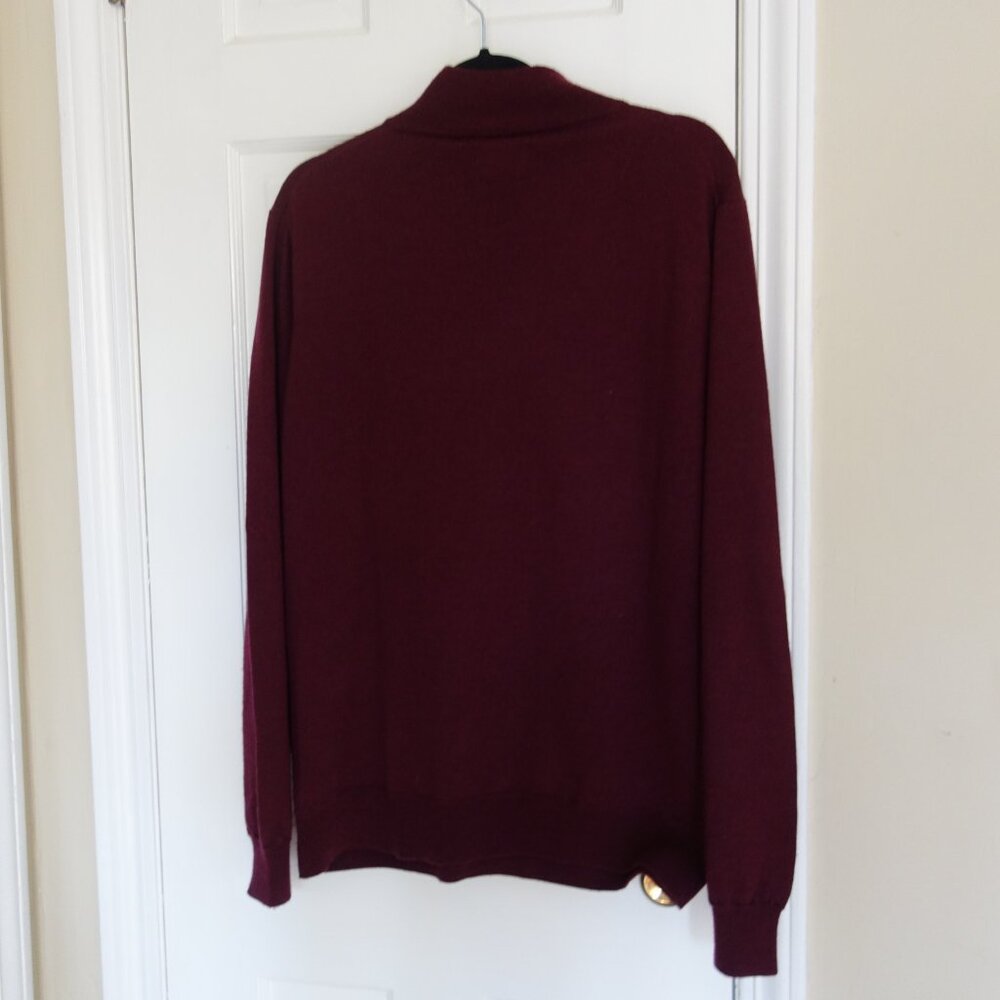 UNTUCKit 100% Merino Wool ¼ Zip Burgundy Sweater – Mens Large - Picture 7 of 7